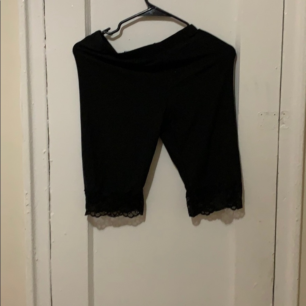 Lace trim biker shorts